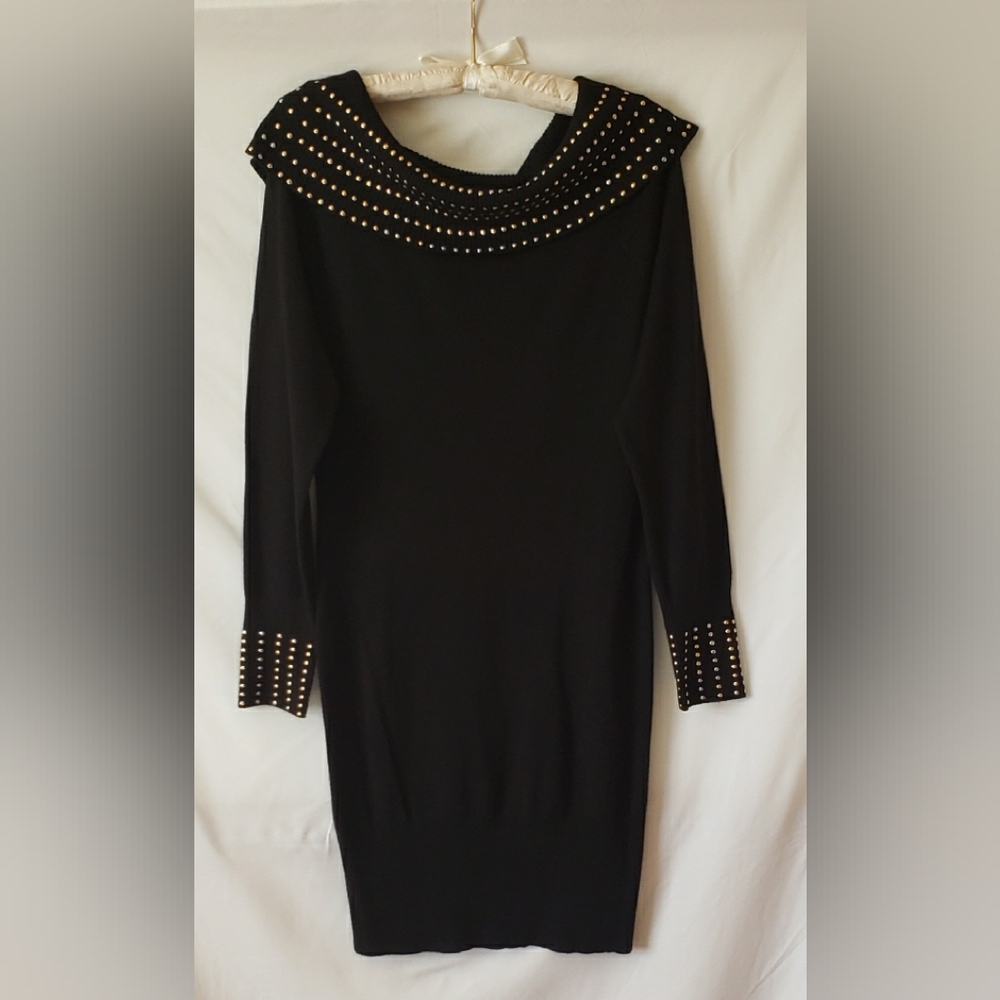Black and Gold Sheath Cocktail Dress